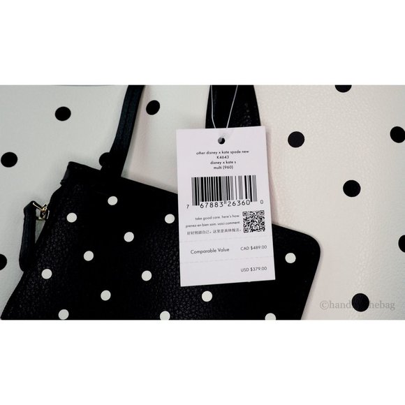 NEW Kate Spade X Disney Minnie Mouse & Figaro Tote Bag White Polka Dot Leather - Picture 6 of 11